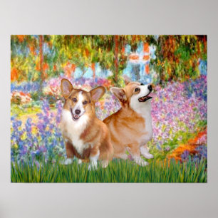Pôster Corgis galeses (dois Pembroke) - Jardim em Giverne