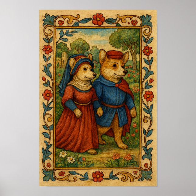 Poster Corgi's Out on a Stroll (Frente)