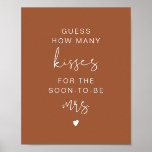 Poster CORIANDER Boho Adivinhe Quantos Beijos Sinal Nupci