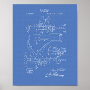 Poster Corkscrew 1897 Patent Art - Blueprint
