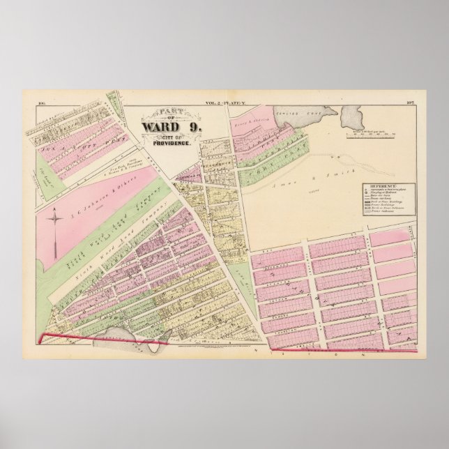 Poster Corliss Cove Cunliffs Pond e Cranston Atlas Map (Frente)