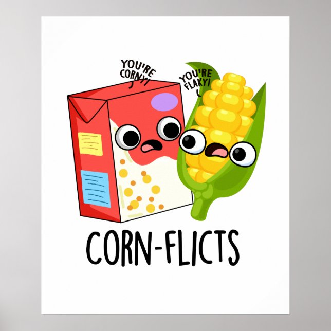 Poster Corn-flicts Funny Cornflake Corn Pun (Frente)