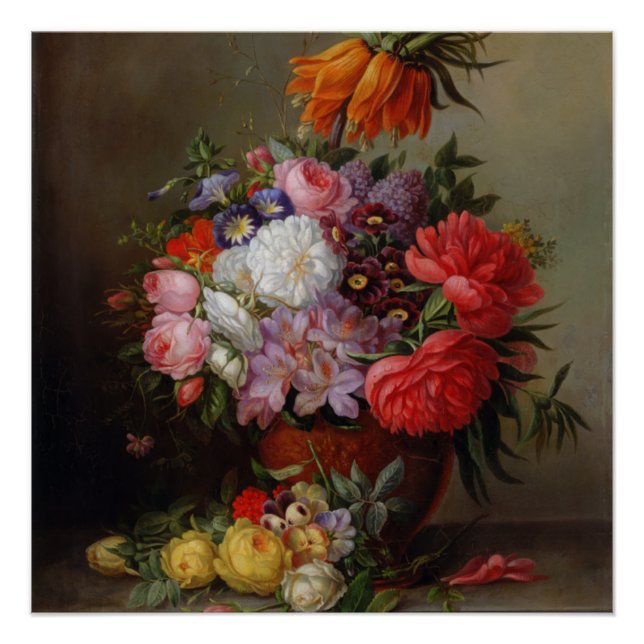Pôster Cornelis Johannes van Hulsteijn Vase com Flores (Frente)