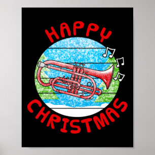 Poster Cornet Christmas Cornetist Br Musical Teach