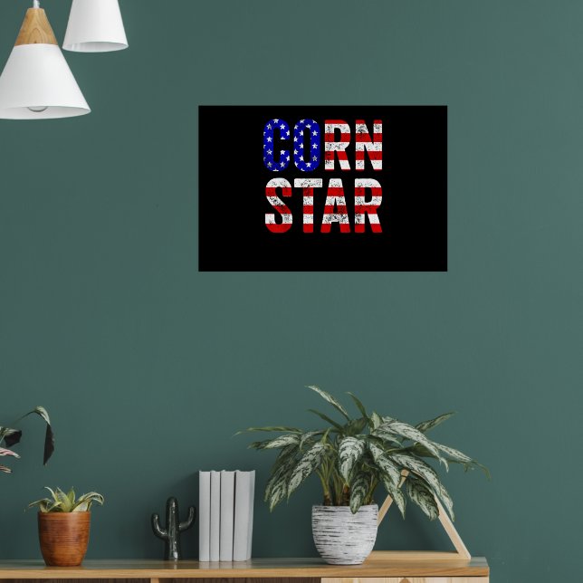 Poster Cornhole Funny Bean Bag Toss Corn Star USA Flag (Sala de Estar 1)