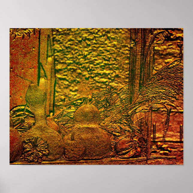 Poster Cornudes de queda esculpidas Cornstalks Arte Natur (Frente)