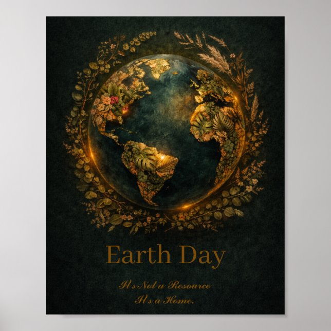 Poster Coroa Botânica Dia da Terra Escura Presente para A (Frente)