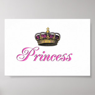 Poster Coroa da princesa no rosa quente