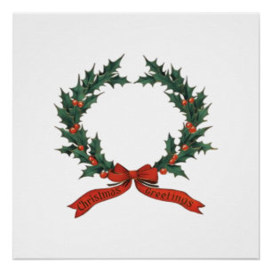Pôster Coroa de Boas Festas - Clássico Vermelho e Verde