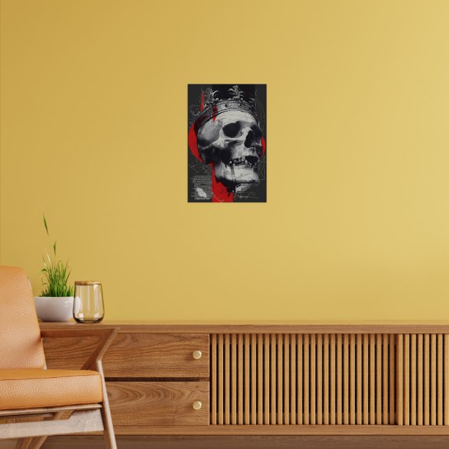 Poster Coroa de Caveira Trash Polka Vermelha e Preta Post (Sala de Estar 2)