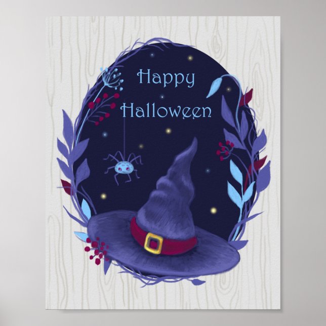 Poster Coroa de Chapéu de Bruxa de Halloween (Frente)