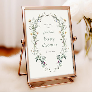 Poster Coroa de Flores Silvestres Bem-vindo ao Chá de Beb