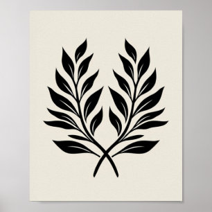 Poster Coroa de Louro Minimalista: Arte Botânica Linear