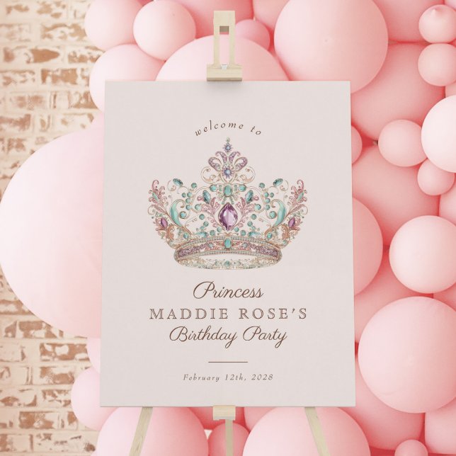 Poster Coroa de Princesa em Ouro Rosa Sinal de Aniversári (Criador carregado)