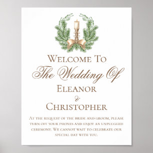 Poster Coroa de Vela de Natal Elegante Casamento Personal