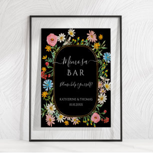 Poster Coroa Floral de Flores Silvestres Boho Chic Bar Mi