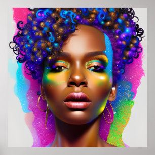 Poster Coroa glória. Mulheres Africanas Melanina Negra Si