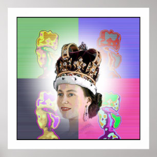 Pôster Coroação do pop art para Elizabeth II