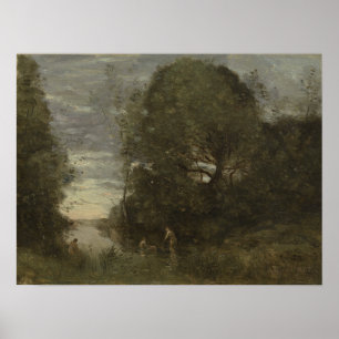 Poster Corot - Banhistas Em Um Creek Povoado