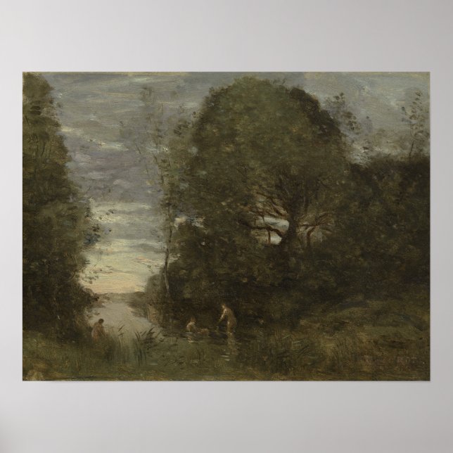 Poster Corot - Banhistas Em Um Creek Povoado (Frente)