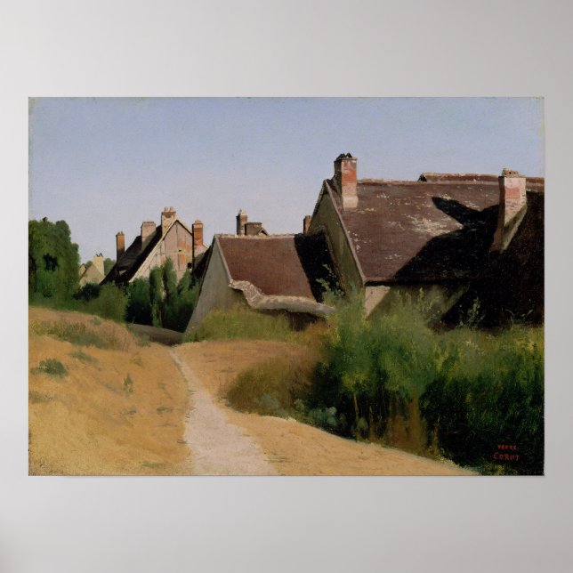 Poster Corot - Casas Perto de Orleans (Frente)