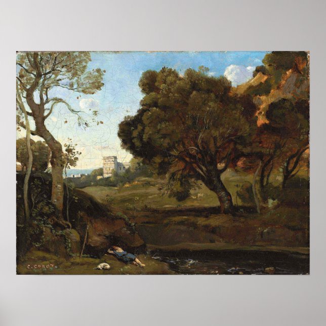 Poster Corot - Descanso do Pastor (Frente)