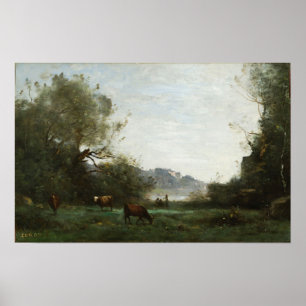 Poster Corot - Gado no Pasto em um Vale Arborizado 1865