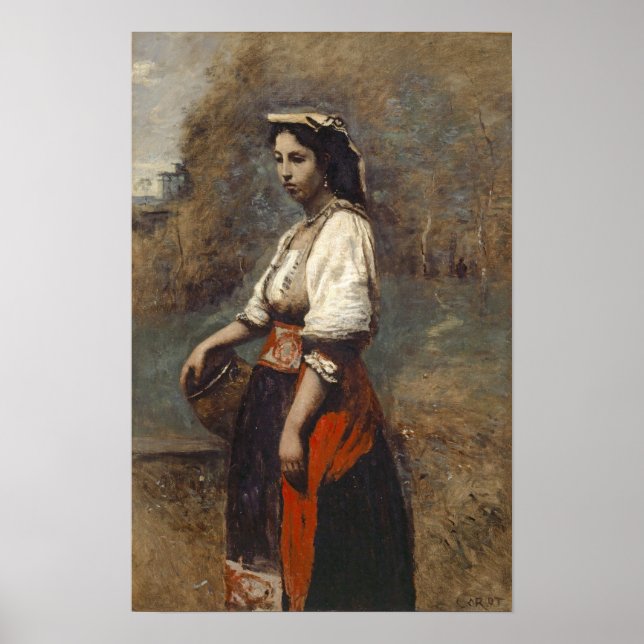 Poster Corot - Italianne No La Fontaine 1865 (Frente)