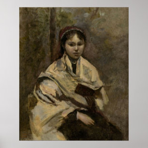 Poster Corot - Jovem Menina Sentada Com Livro Na Mão