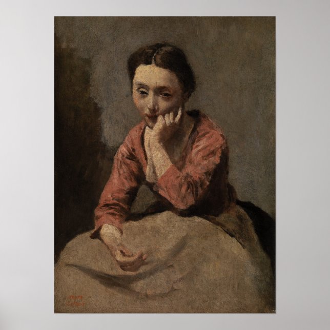 Poster Corot - Jovem Pensativa (Frente)