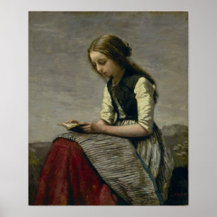 Poster Corot - Menina Leitora