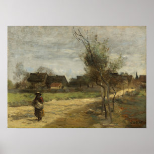 Poster Corot - Mulher Camponesa Na Estrada Com Vista