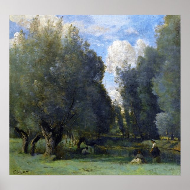 Poster Corot - Pesca Sob Os Willows (Frente)