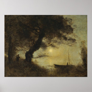 Poster Corot - The Moonlight Boat 1871