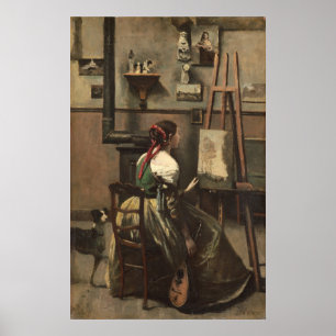 Poster Corot's Studio - Jean-Baptiste- Corot Fine Art