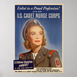 Poster Corpo de enfermeira do cadete de WWII