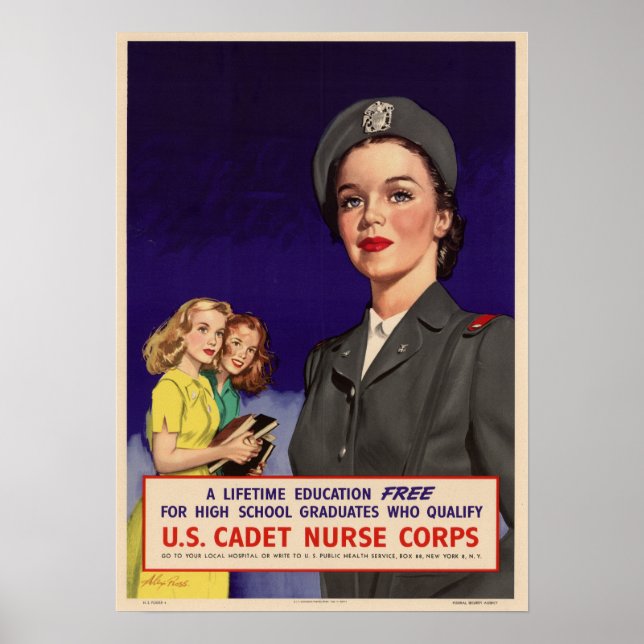 Poster Corpo de Enfermeiros de Cadete WWII (Frente)