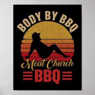 Poster Corpo de Homens Pelo Bbq Vintage Carne Igreja Chur