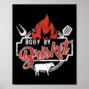 Poster Corpo engraçado de homens BBQ por Brisket grelhand