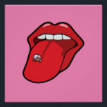 Pôster Corpo perfurando poster de pop<br><div class="desc">Ilustração de língua perfurada com sino metálico. Personalize-o! Adicione seu próprio texto. Alterar estilo,  cor,  tamanho e posição da poster. Você pode adicionar seu próprio texto também com o editor e alterar a cor de fundo também!</div>