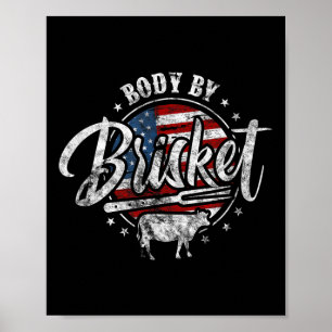Poster Corpo Por Brisket Eua Flag Patriótico Barbeque 4º 