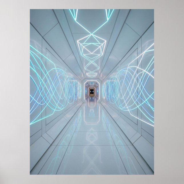 Poster Corredor Tecnológico de Luz Neon (Frente)