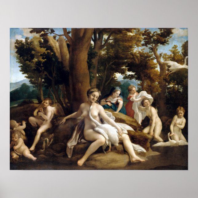 Poster Correggio Leda e o Cisne (Frente)