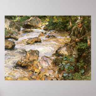 Pôster Córrego da truta no Tirol por John Singer Sargent