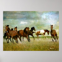 Correndo Cavalos Selvagens - Arte Criativa Vintage
