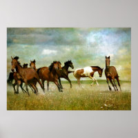 Correndo Cavalos Selvagens - Arte Criativa Vintage