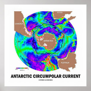 Pôster Corrente Circumpolar Antártica (Mapa Atual do Ocea