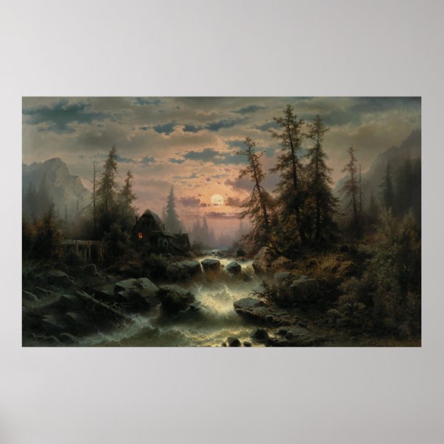 Poster Corrente das Montanhas em Lua - Albert Rieger (Frente)