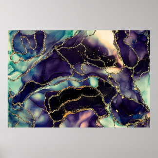 Poster Correntes de matizes translúcidos, nadadores metál