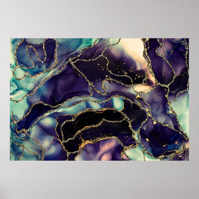 Poster Correntes de matizes translúcidos, nadadores metál (Frente)